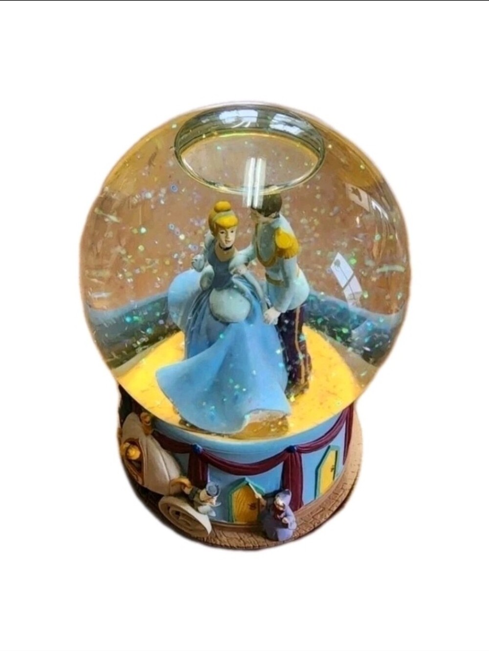 Vintage Disney Enesco Cinderella Musical Snow Globe "I Love You Truly" Retired